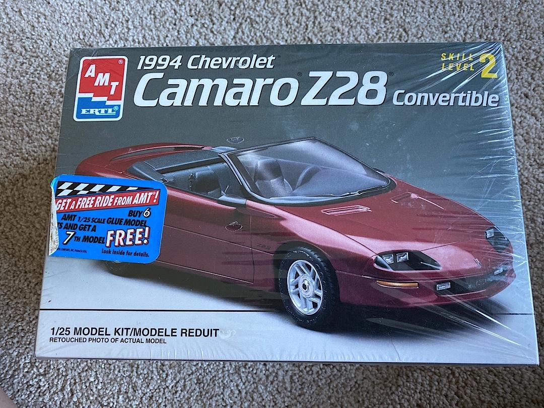 NIB- 1994 1/25th scale CAMARO Z28 Convertible model from AMT. Read On!